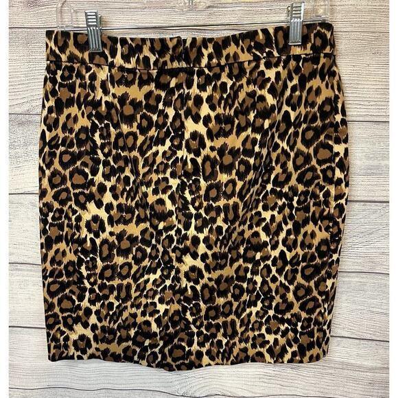 Gap Womens sz 6 Brown & Black Leopard Print Cotton Casual Mini Skirt - Picture 2 of 7
